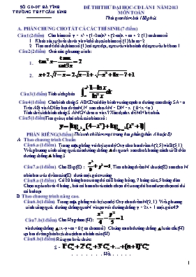 Đề thi thử Đại học-Cao đẳng lần i năm 2013 Môn Toán - Trường THPT Cẩm Bình